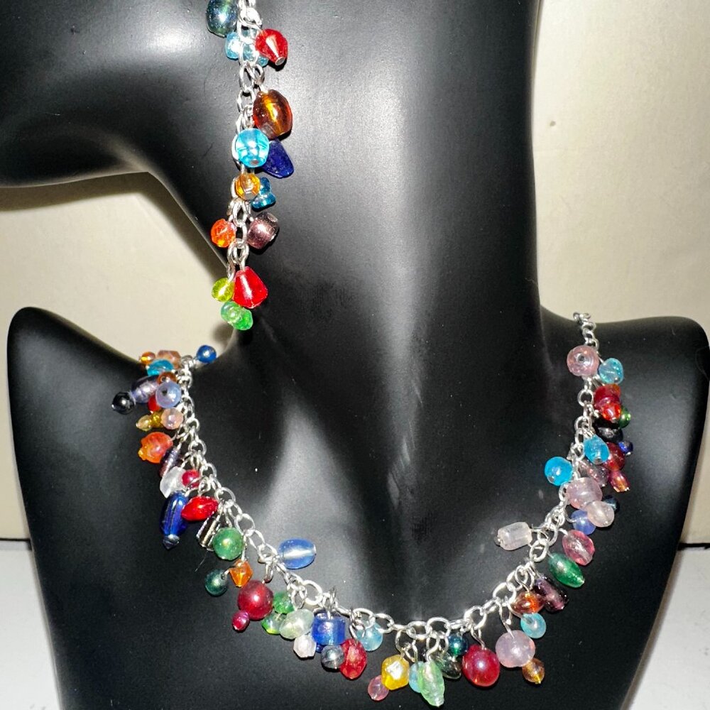 Rainbow Silver Necklace Set